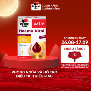 Viên uống bổ sung sắt Doppelherz Haemo Vital hỗ trợ phòng ngừa thiếu máu (Hộp 30 viên)