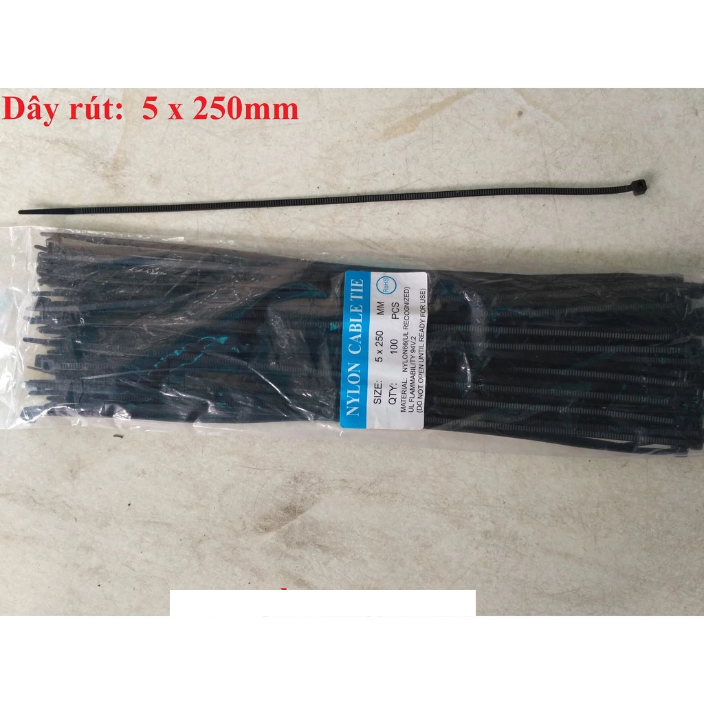 Dây rút màu đen 5x250mm