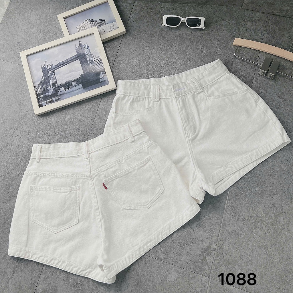 Quần Short Jean Nữ Form Chữ A Bigsize 55–85kg Lưng Cao Trơn Che Đùi (Trắng/Đen) MS1088 – 2KJeans | BigBuy360 - bigbuy360.vn