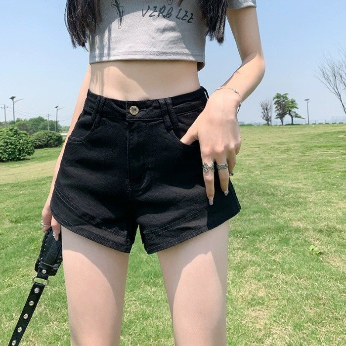 Quần Short Jean Nữ Form Chữ A Bigsize 55–85kg Lưng Cao Trơn Che Đùi (Trắng/Đen) MS1088 – 2KJeans | BigBuy360 - bigbuy360.vn