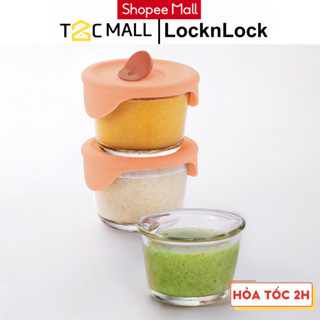 Hộp Thủy Tinh LocknLock 230ml Chén Đựng Đồ Ăn Dặm Cho Bé Nắp Silicon Màu Cam, Chia Vạch, Kín Hơi  LLG508S3ORG T2C Mall