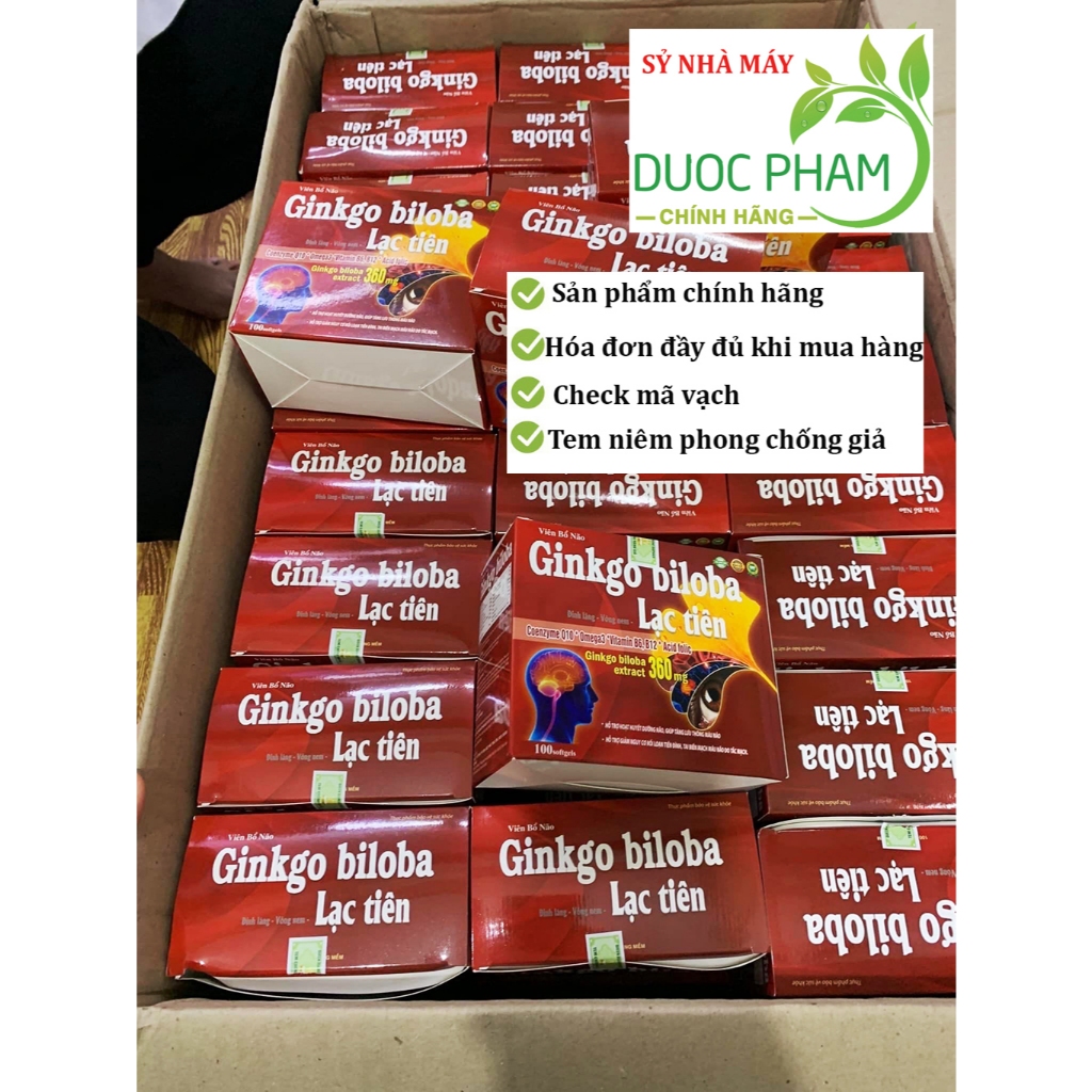 Viên bổ não Ginkgo biloba Lạc Tiên giúp hoạt huyết dưỡng não - an thần ngủ ngon  ( hộp 100 viên)