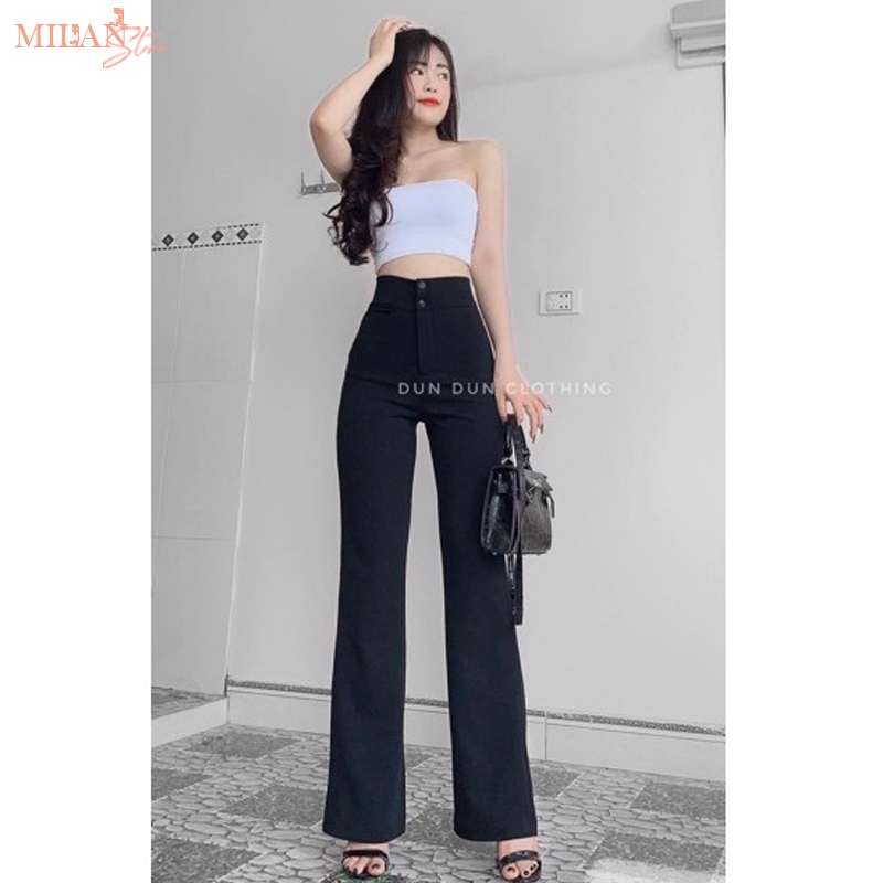 Quần ống loe cạp cao 2 cúc tôn dáng M670 chất vải tuyết mưa dày co giãn nhẹ - Quần tây ống loe công sở đi học đẹp | BigBuy360 - bigbuy360.vn
