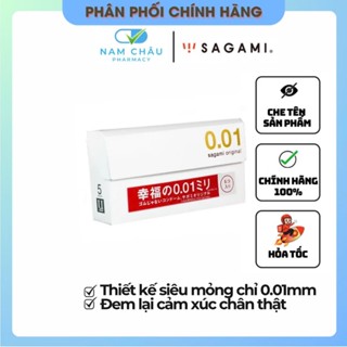 Bao cao su Sagami 0.01, siêu mỏng cao cấp chỉ 0.01mm, cho cảm giác thật, Hộp 5 chiếc,