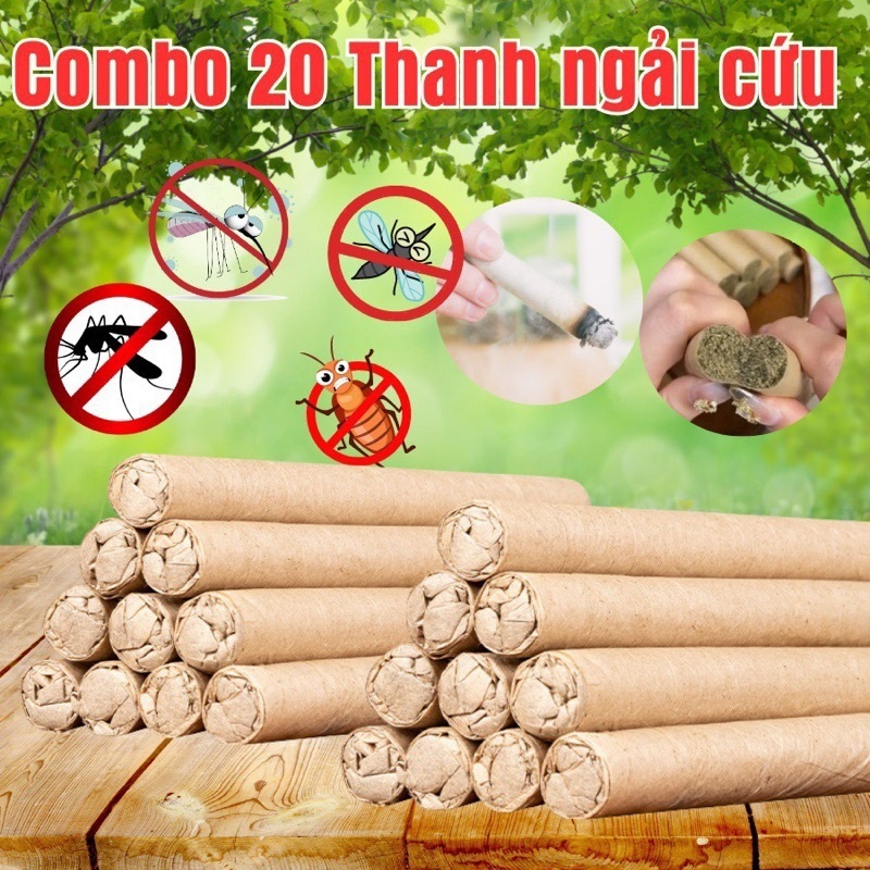 [ Tặng 1 Đế Cắm ] Combo 20 thanh nhang ngải cứu đuổi muỗi (hàng chuẩn)