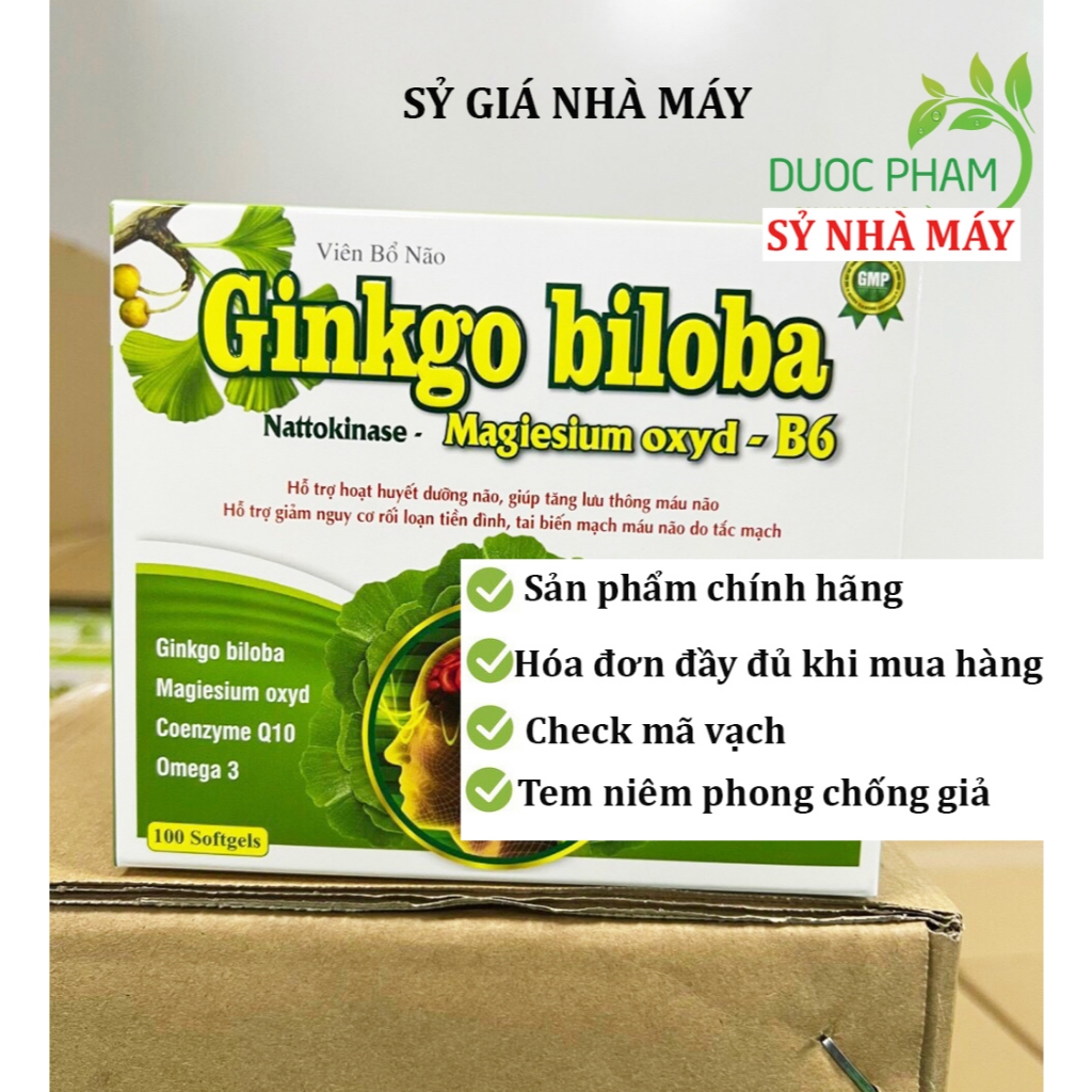 Viên bổ não Ginkgo biloba giúp hoạt huyết dưỡng não - giảm rối loạn tiền đình hiệu quả nhanh ( hộp 100 viên)