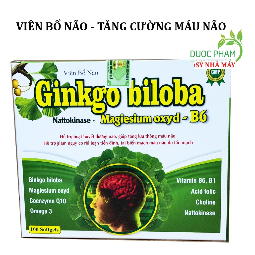 Viên bổ não Ginkgo biloba giúp hoạt huyết dưỡng não - giảm rối loạn tiền đình hiệu quả nhanh ( hộp 100 viên)