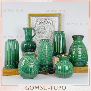  Lọ Hoa Men Hỏa Biến Xanh Rêu Size Nhỡ - Bình Hoa Decor Trang Trí gomsutupo - Gốm Sứ TUPO Bát Tràng 