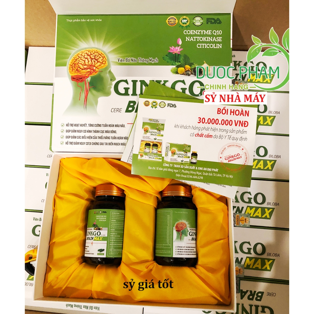 [Set 2 lọ] Viên bổ não thông mạch Ginkgo Biloba Cere Brain Max - Ginkgo 600mg giúp bổ não - Ginkgo Brain max
