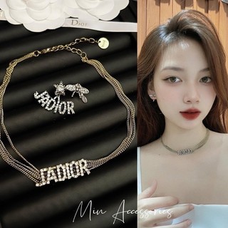 Sét trang sức jadior sợi mảnh đính đá dây chuyên và khuyên tai sang chảnh rễ phối đồ