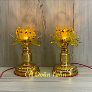 ĐÈN THỜ HOA SEN VÀNG(MỘT CẶP)