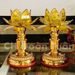 ĐÈN THỜ HOA SEN VÀNG(MỘT CẶP)