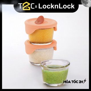 Hộp Thủy Tinh LocknLock 230ml Chén Đựng Đồ Ăn Dặm Cho Bé Nắp Silicon Màu Cam, Chia Vạch, Kín Hơi LLG508S3ORG- T2C