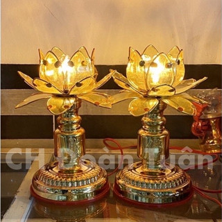 ĐÈN THỜ HOA SEN VÀNG(MỘT CẶP)