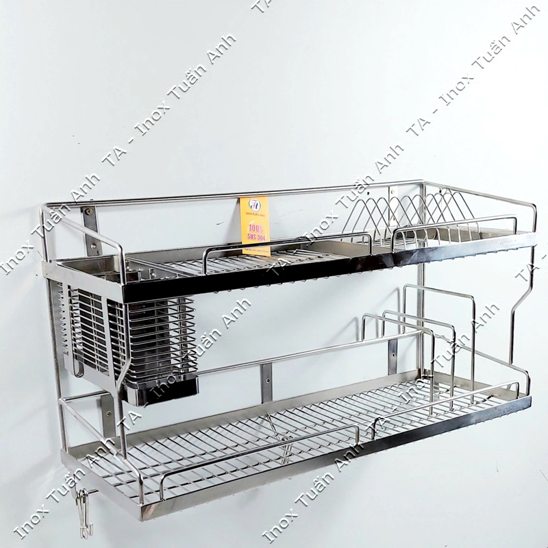 Kệ chén inox, kệ treo tường 2 tầng đa năng DN100
