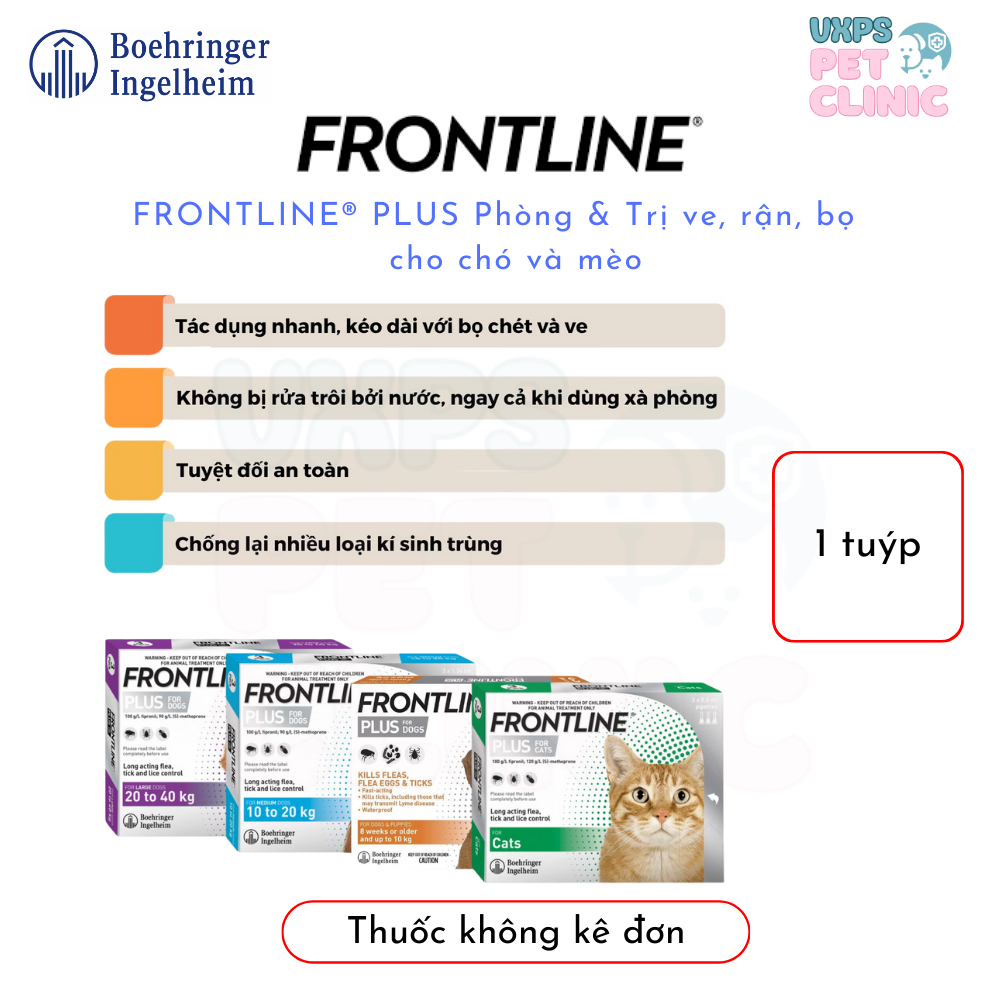 FRONTLINE PLUS - Nhỏ Gáy Phòng Ve, Rận, Bọ Cho Chó Và Mèo (1 tuýp)