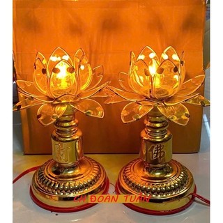 ĐÈN THỜ HOA SEN VÀNG(MỘT CẶP)