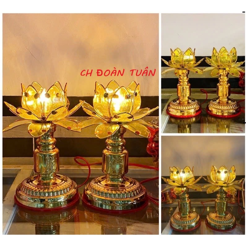 ĐÈN THỜ HOA SEN VÀNG(MỘT CẶP)