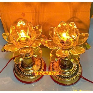 ĐÈN THỜ HOA SEN VÀNG(MỘT CẶP)