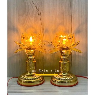 ĐÈN THỜ HOA SEN VÀNG(MỘT CẶP)