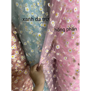 Vải voan lưới hoa cúc