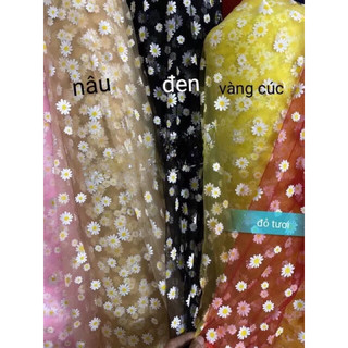 Vải voan lưới hoa cúc