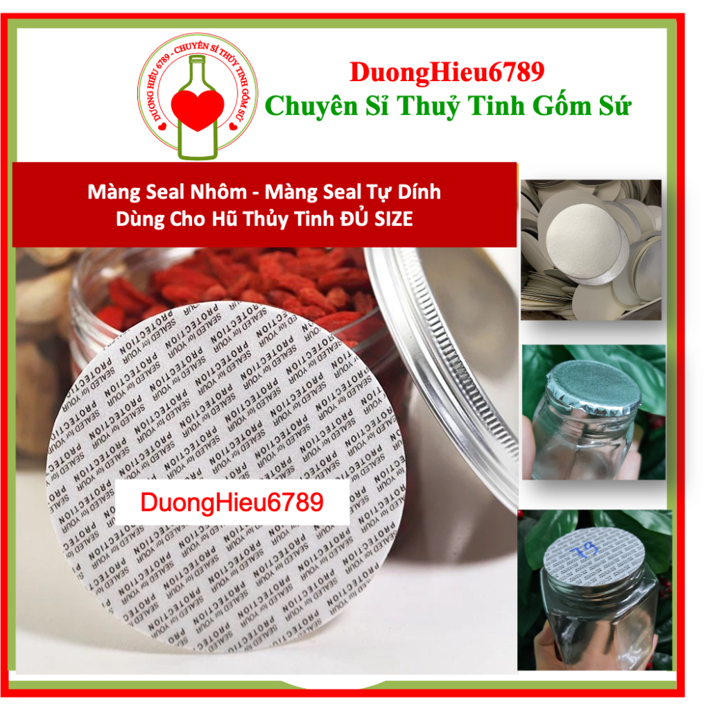 Combo 5 Màng Seal Nhôm, Seal Tự Dính Cho Lọ Thủy Tinh Dán Hộp, Niêm Phong Đủ Size - Duonghieu6789