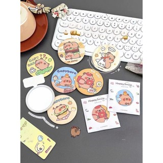  Gương Mini 1 Mặt Nhỏ Gọn Trang Điểm Gương Cầm Tay Hoạ Tiết Cabybara Dễ Thương Siêu Hot    L103   