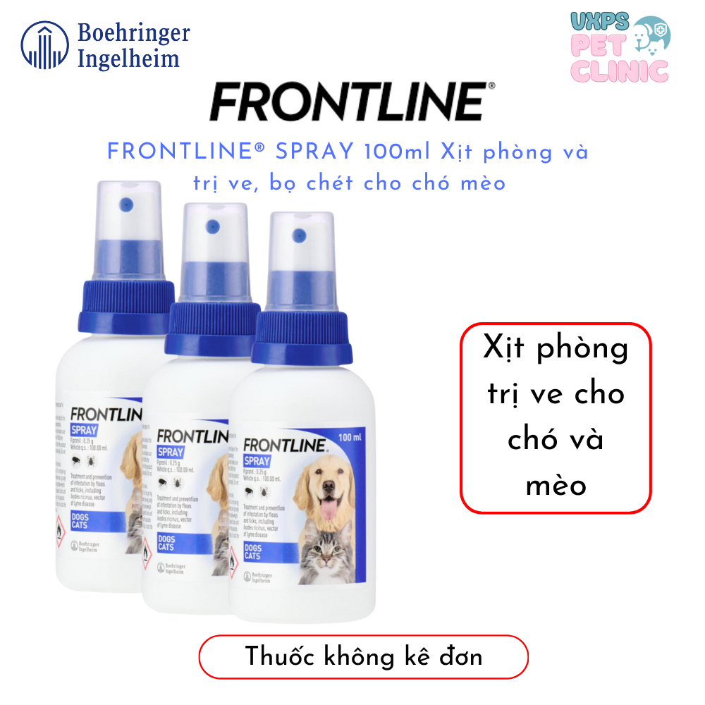 FRONTLINE® SPRAY - Xịt phòng và trị ve, bọ chét cho chó mèo (100ml)