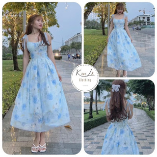 Đầm Maxi Cao Cấp Hoạ Tiết Hoa Nhí Dáng Dài Cột Dây Vai Màu Siêu Ngọt Ngào ( CÓ MÚT) CHẤT LIỆU : VOAN CHINGFON