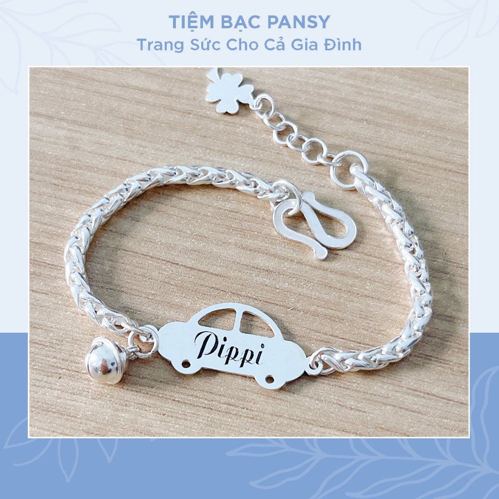 Vòng lắc bạc cho bé trai hình oto dễ thương - Lắc bạc khắc tên cho bé đeo tay, đeo chân đều được