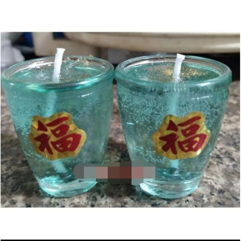 Đèn cầy ly bầu xanh