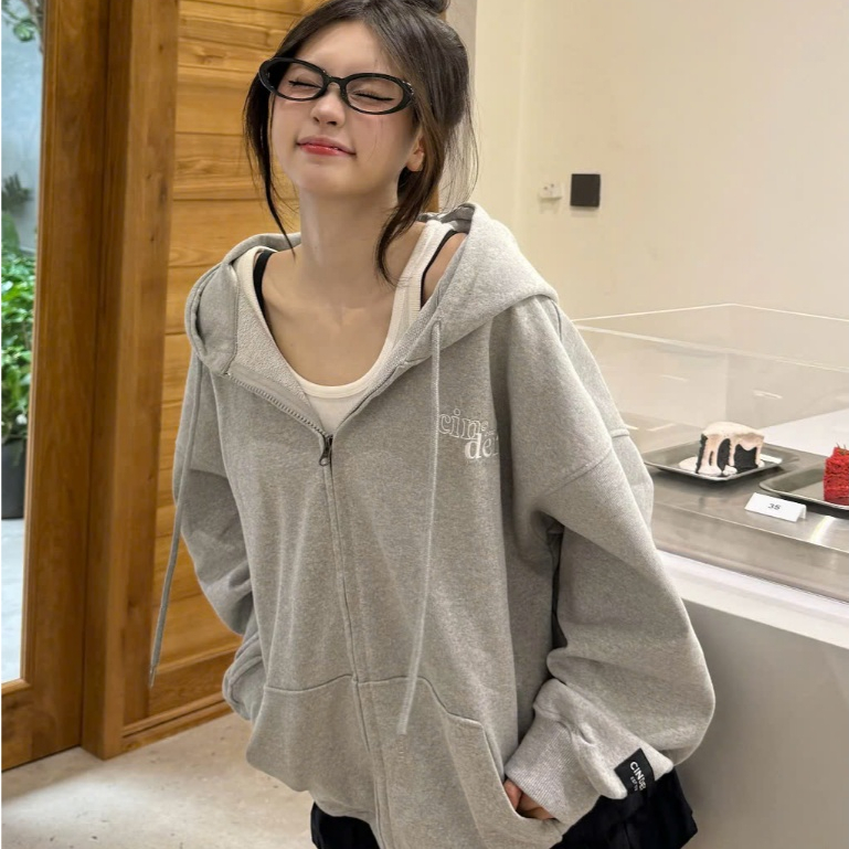 Áo Khoác Hoodie Zip Cinder Basic Nỉ Bông Dầy Dặn, Áo Hoodie Zip Nam Nữ Form Rộng In Lụa Cao Cấp