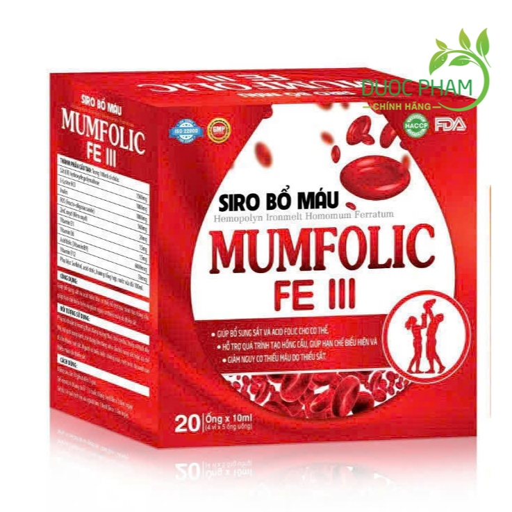 Combo 10 hộp siro bổ máu Mum folic FE bổ sung sắt cho người Thiếu máu hộp 20 ống