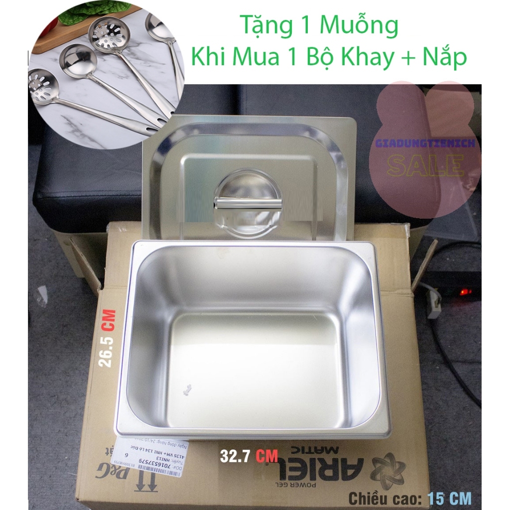Khay đựng thạch inox - Khay topping GN 1/2