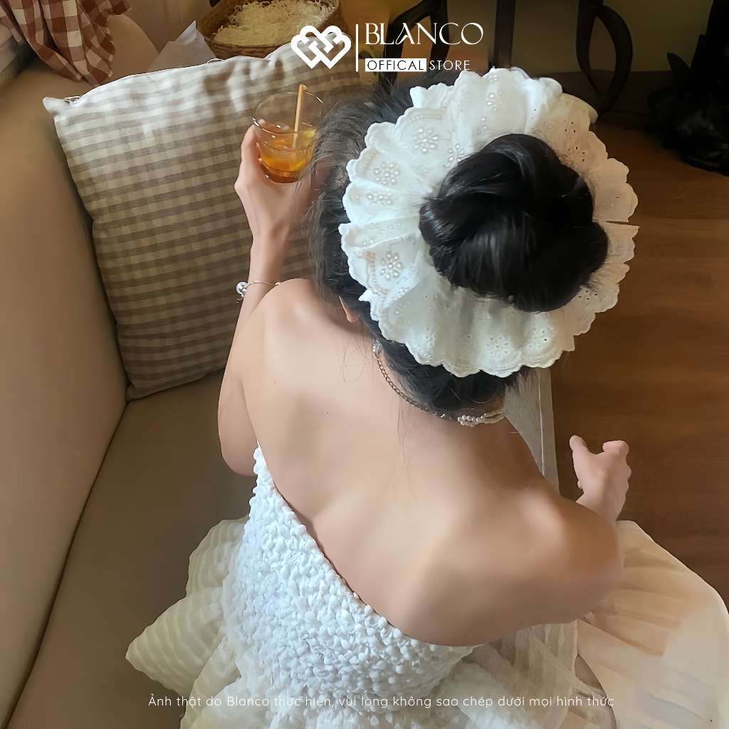 Buộc tóc ren trắng size 16cm-21cm kiểu Pháp | Blanco