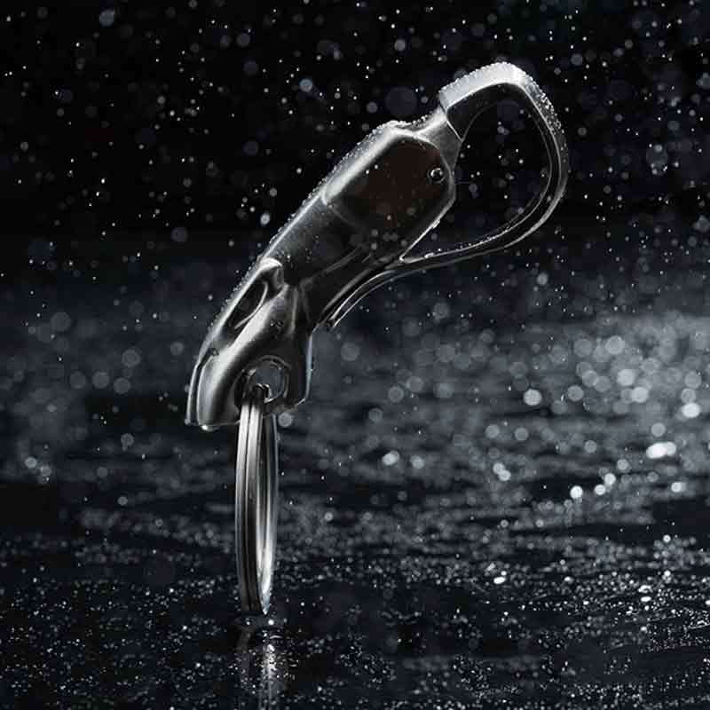Móc khóa carabiner,móc đeo phụ kiện cài thắt lưng đầu báo inox (Fegve)