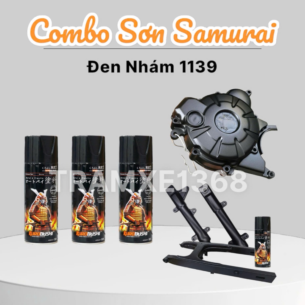 Combo Sơn Samurai Màu Đen Nhám Ánh Kim 1139 gồm 3 chai (Uch210-1139-128A) màu đẹp bền nhanh khô