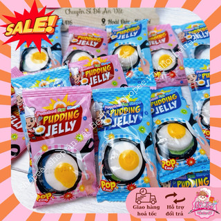 (Combo 5 gói) Thạch pudding hạt nổ hình chảo chiên trứng (gói to 26gr)