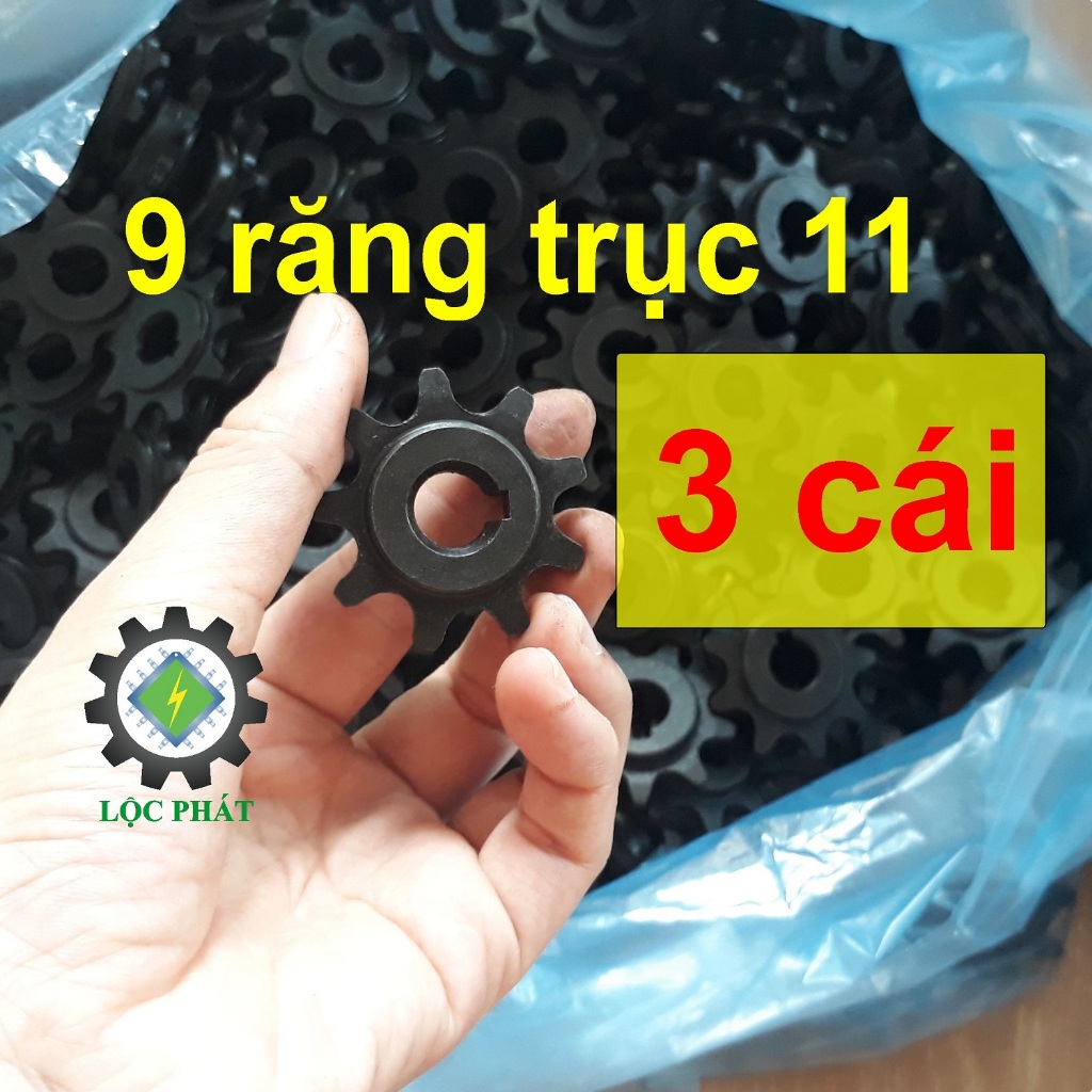 Combo 3 nhông xe đạp trục 11 - Nhông xe đạp điện 9 Răng - Bánh răng - Lỗ Trong 11 mm - Nhông motor 3