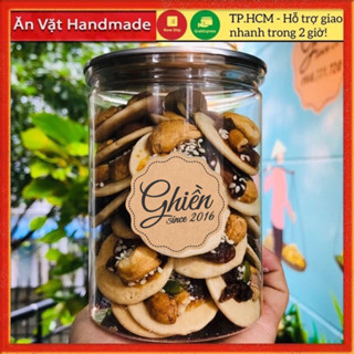 Bánh đồng tiền mix hạt điều nho hũ 350gram Đồ ăn vặt Sài Gòn 