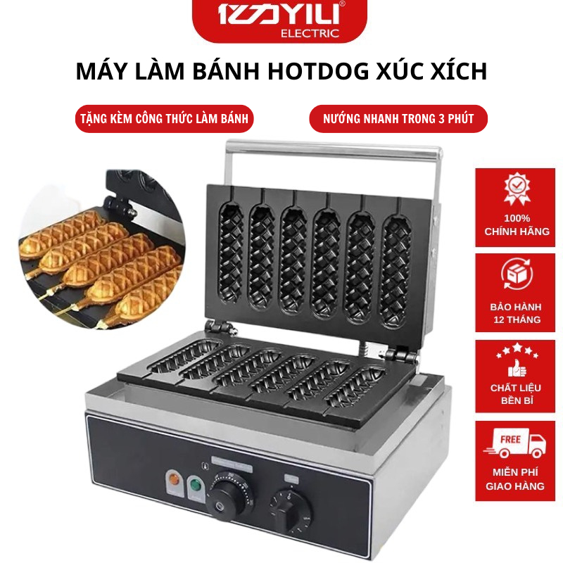 Máy Làm Bánh Waffle Xúc Xích Công Nghiệp X66 Máy Nướng Bánh Hotdog Công Suất 1500W - Bảo hành 12 tháng