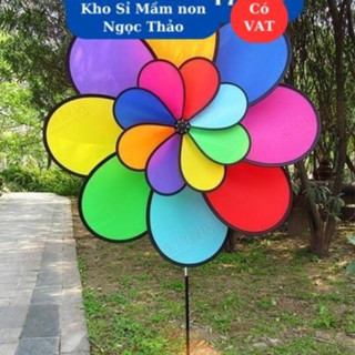 [Kho Sỉ] Chong Chóng Vải Cầu Vồng 2 Tầng 8 Cánh Đường Kính 30/50 cm, Chong Chóng 7 màu trang trí xe trà sữa , cà phê, KV
