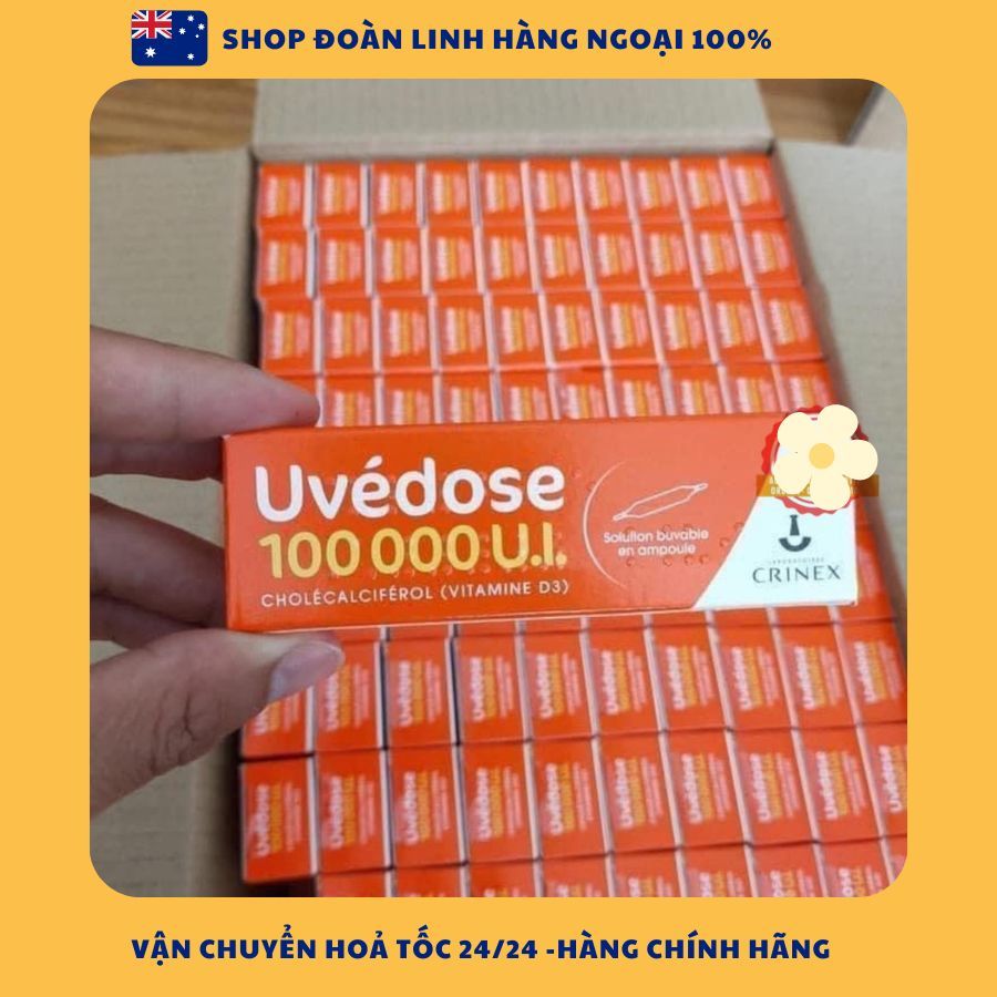 Vitamin D3 1 liều 3 tháng Uvedose Pháp dành cho bé trên 18 tháng, Hàng chuẩn Pháp, D3 liều cao