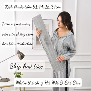 1 tấm, Sàn nhựa giả gỗ, sàn nhựa có keo sẵn bóc dán, kích thước 91,44cm x 15,24cm
