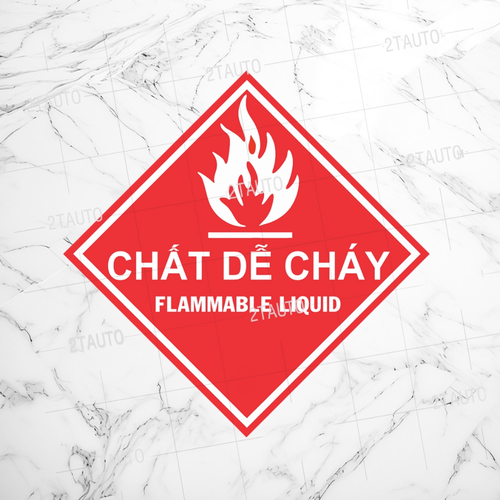BỘ 2 LOGO STICKER TEM CHẤT DỄ CHÁY FLAMMABLE LIQUID CHẤT LỎNG DỄ BẮT LỬA