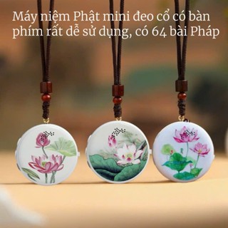  Máy niệm Phật mini hình tròn hoa sen phong thủy 56 bài Pháp hay  có khe thẻ có bàn phím có màn hình hiển thị số 