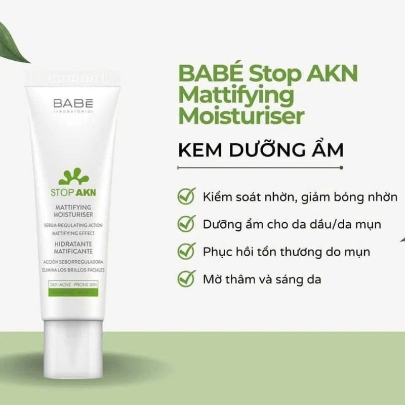 Kem dưỡng BABE Stop AKN Mattifying Moisturiser