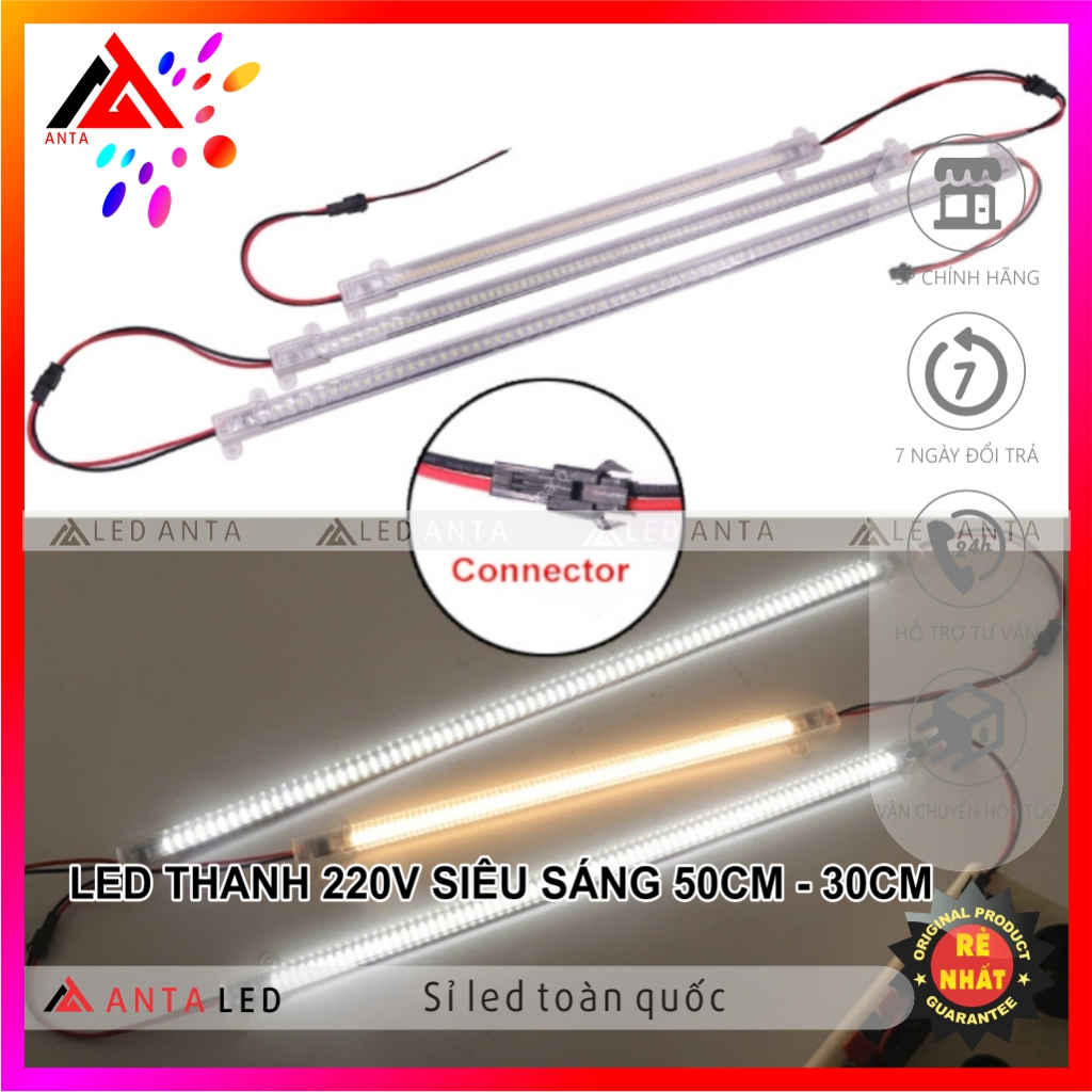 Đèn led thanh 220V 50cm ,30cm 72 mắt mắt led siêu sáng