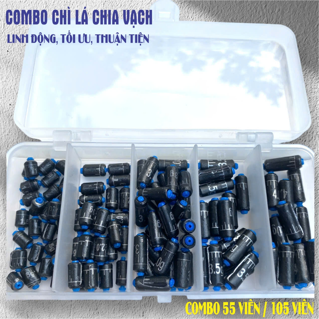 [Hộp 55 - 105 Viên] Chì lá có vạch chia câu đài. Combo hộp chì lá câu đài giá tốt. Hoàng Nam Fishing